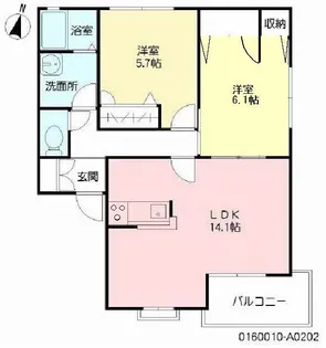 コートヴェール南片江I A棟【2階】の間取り