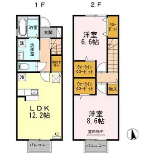 ソシア・ソレイユ D【1階】の間取り