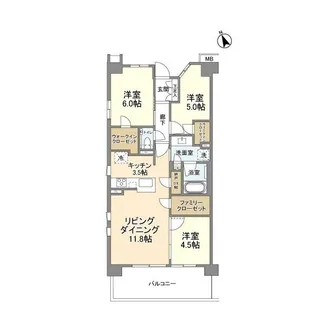 プラウド川崎矢向【3階】の間取り