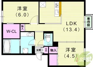 ラ・ヴェール鈴蘭【2階】の間取り