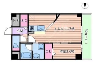 アクトタレイア茨木駅前【2階】の間取り