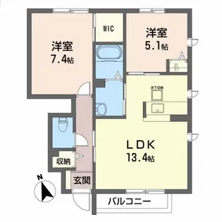 ピュアタウンB【2階】の間取り