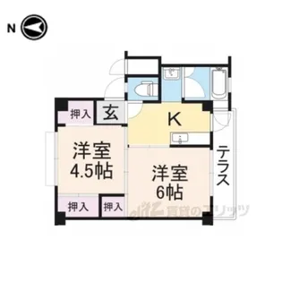 ビレッジハウス曽大根4号棟【1階】の間取り