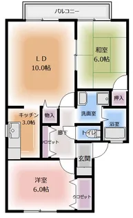 ハイカムールK B棟【2階】の間取り