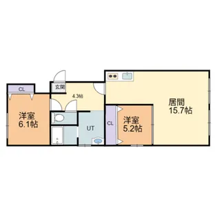 フルーヴB【1階】の間取り