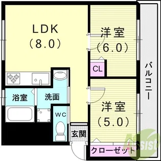 高津橋農住団地 D棟【2階】の間取り