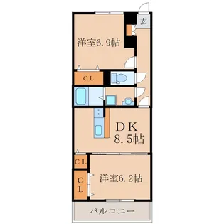 ボンジュールUn【3階】の間取り