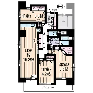 シャンテメゾン田仲【8階】の間取り