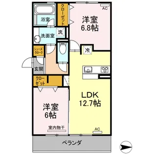サニープレイス十一屋 F棟【2階】の間取り