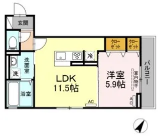 セジュール大森東【1階】の間取り