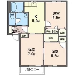 サンフロントあずま【2階】の間取り