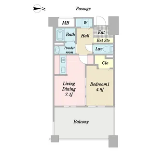 オーバルコート大崎ビュープラザ(SA借上)【5階】の間取り