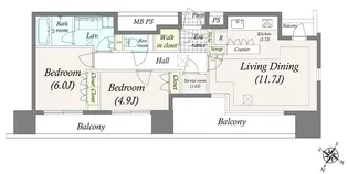 カテリーナ三田タワースイート ウエスト【28階】の間取り
