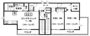 仮へーベルメゾン中央5丁目南棟【3階】の間取り