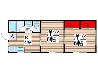 コーポオガワ【1階】の間取り