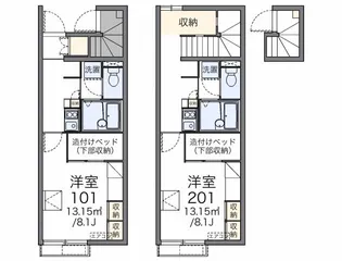 レオパレスイーストビレッジ1【2階】の間取り