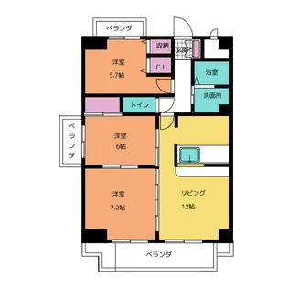 冨田マンション公園【2階】の間取り