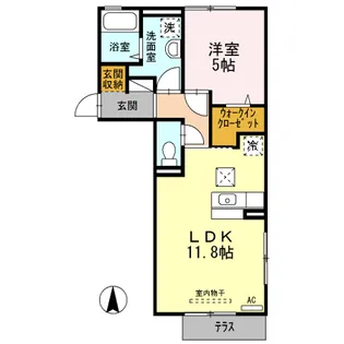 ウッドビレッジ五番館【1階】の間取り