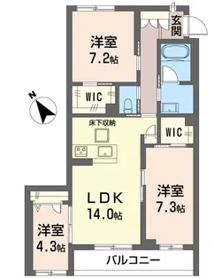 ティエンポフェリズI【3階】の間取り