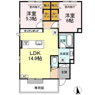 レーブコート【1階】の間取り