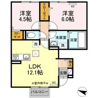 アヴニール翆光【2階】の間取り