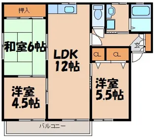 ディアス重田B【2階】の間取り