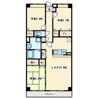 宮城県仙台市太白区中田1【マンション】の間取り