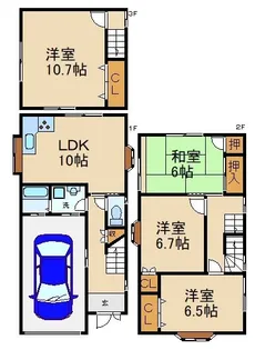 大阪府枚方市高田2【一戸建】の間取り