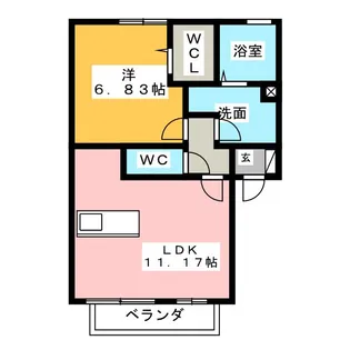 サザンクロスB【1階】の間取り