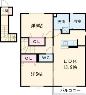 兵庫県三木市加佐【アパート】の間取り