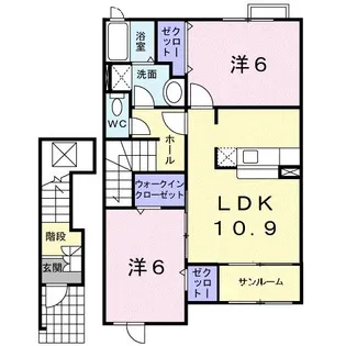 ラック・ヴィラII【2階】の間取り