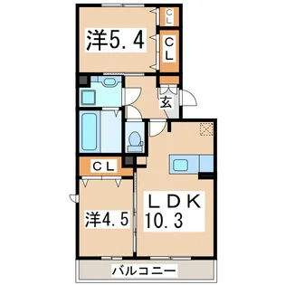 2LDKの間取り画像