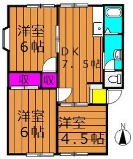 サンタウンコーラル B【1階】の間取り