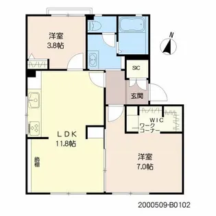 クレール福井 B棟【1階】の間取り