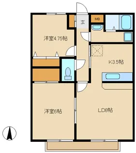 リッチ・フィールド2番館【2階】の間取り