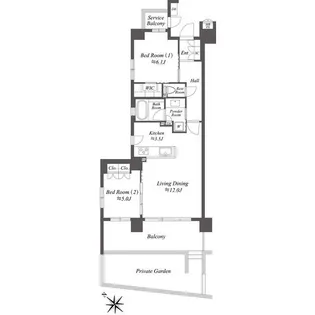 ザ・ケンジントン・レジデンス横濱片倉【1階】の間取り