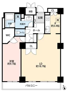 ソフィアタワー勝どき【14階】の間取り