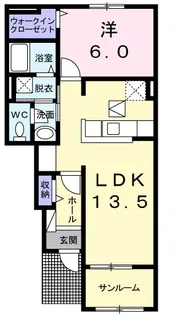カーサ・ドマーニC【1階】の間取り