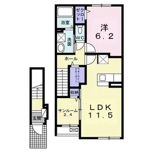 ドウェル コティヌス【2階】の間取り