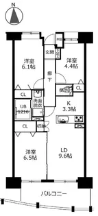 クラシオン桜坂1棟【10階】の間取り