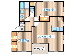 リバーサイドシャトーA【2階】の間取り