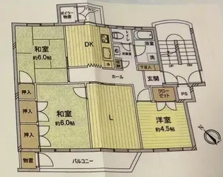 谷津遊園ハイツF棟【4階】の間取り