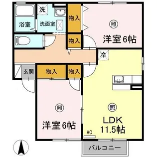 パティオ I棟【2階】の間取り
