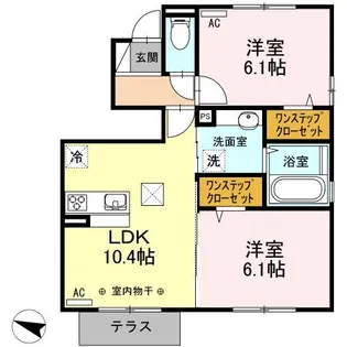 エスポワールトワダ【1階】の間取り