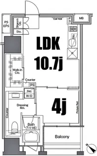 ザ・パークハビオSOHO横浜関内【15階】の間取り