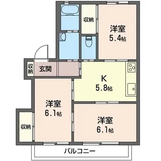 タウンコートE【1階】の間取り