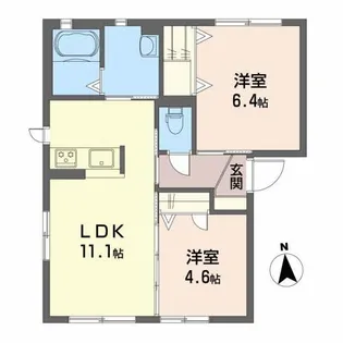 ファルカスI A棟【1階】の間取り