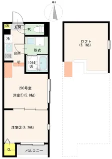 ハーモニーテラス深草東伊達町II【1階】の間取り