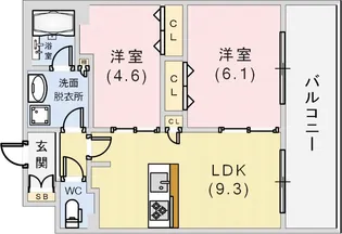 プレサンス THE 神戸【10階】の間取り