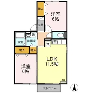 サニーコート A棟【2階】の間取り